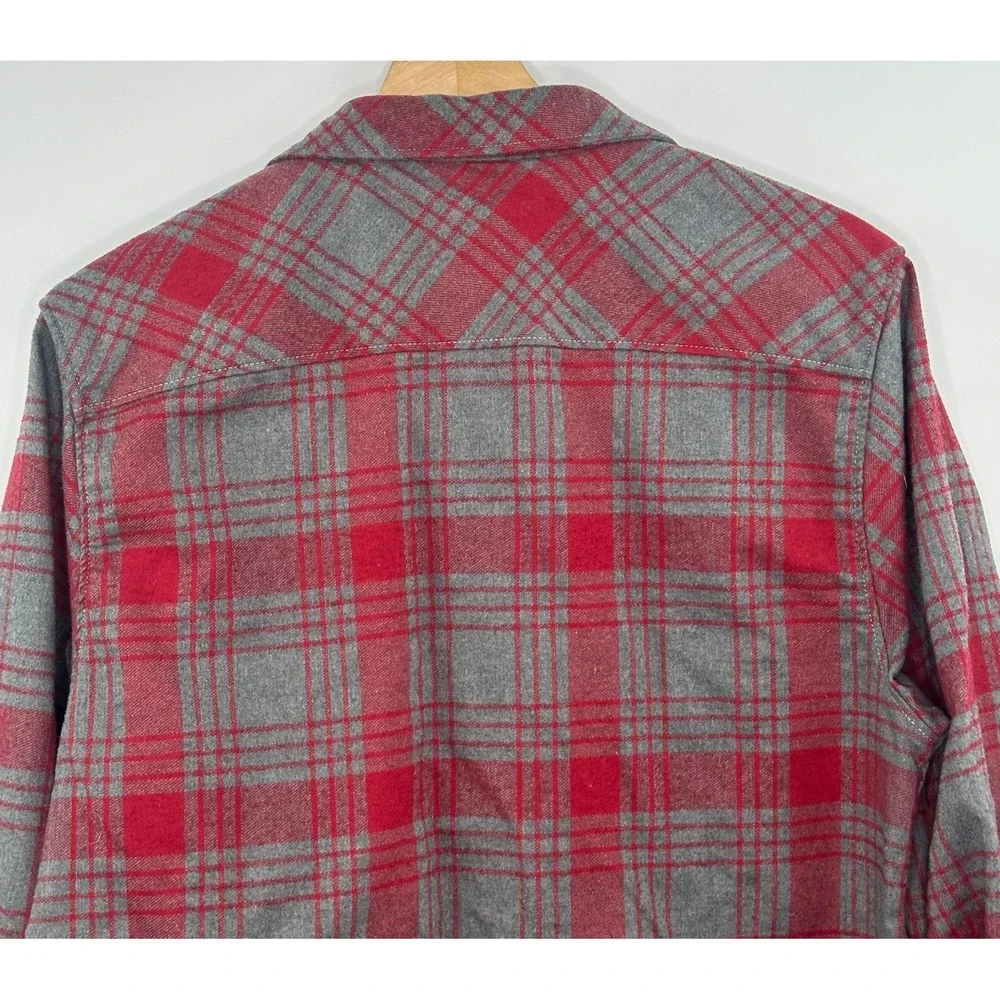 The North Face Mens Flannel Shirt M Red Gray Plaid Long Sleeve Button Up